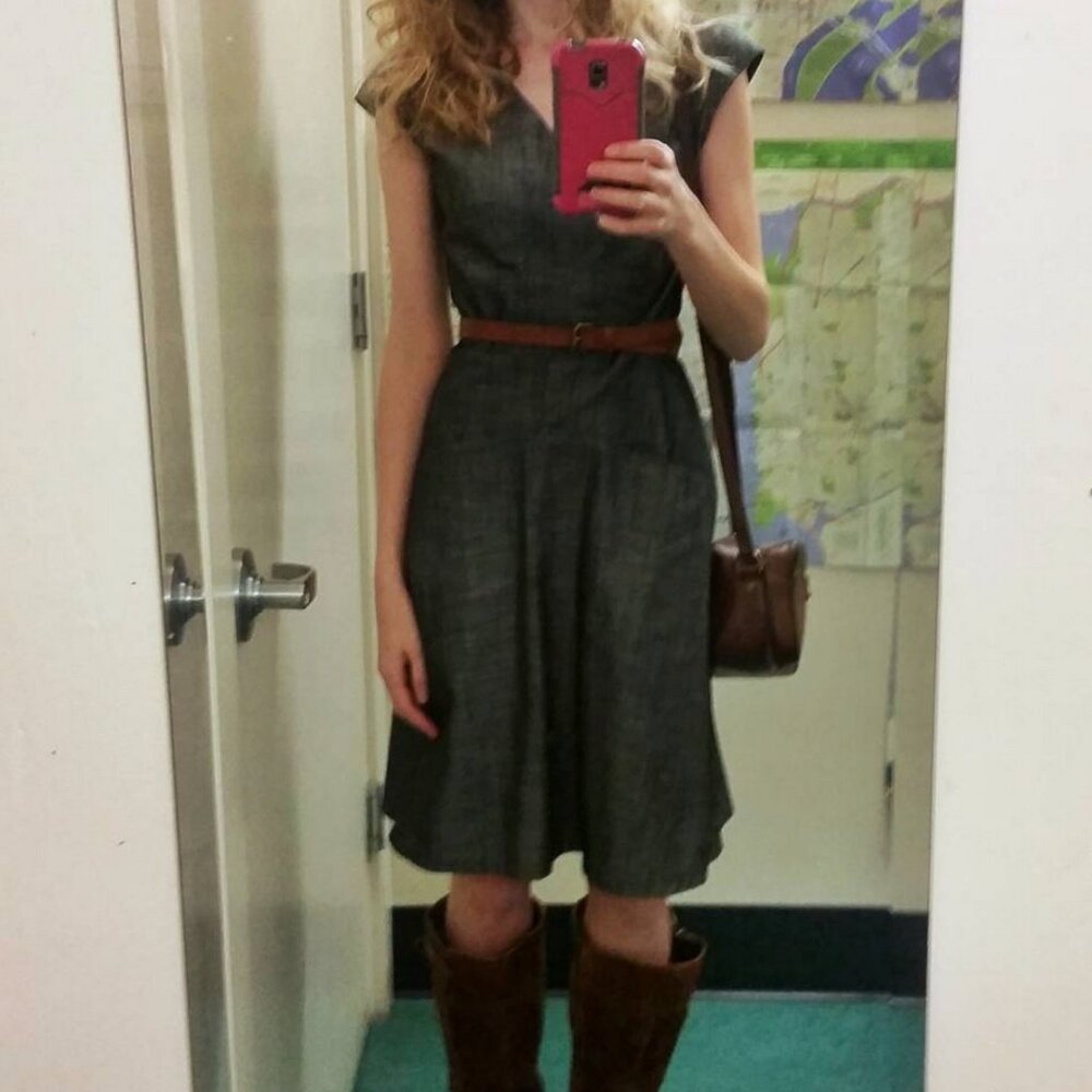 Jennifer Glasgow gray chambray dress XS